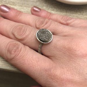 Dana Ettinger silver and platinum druzy ring